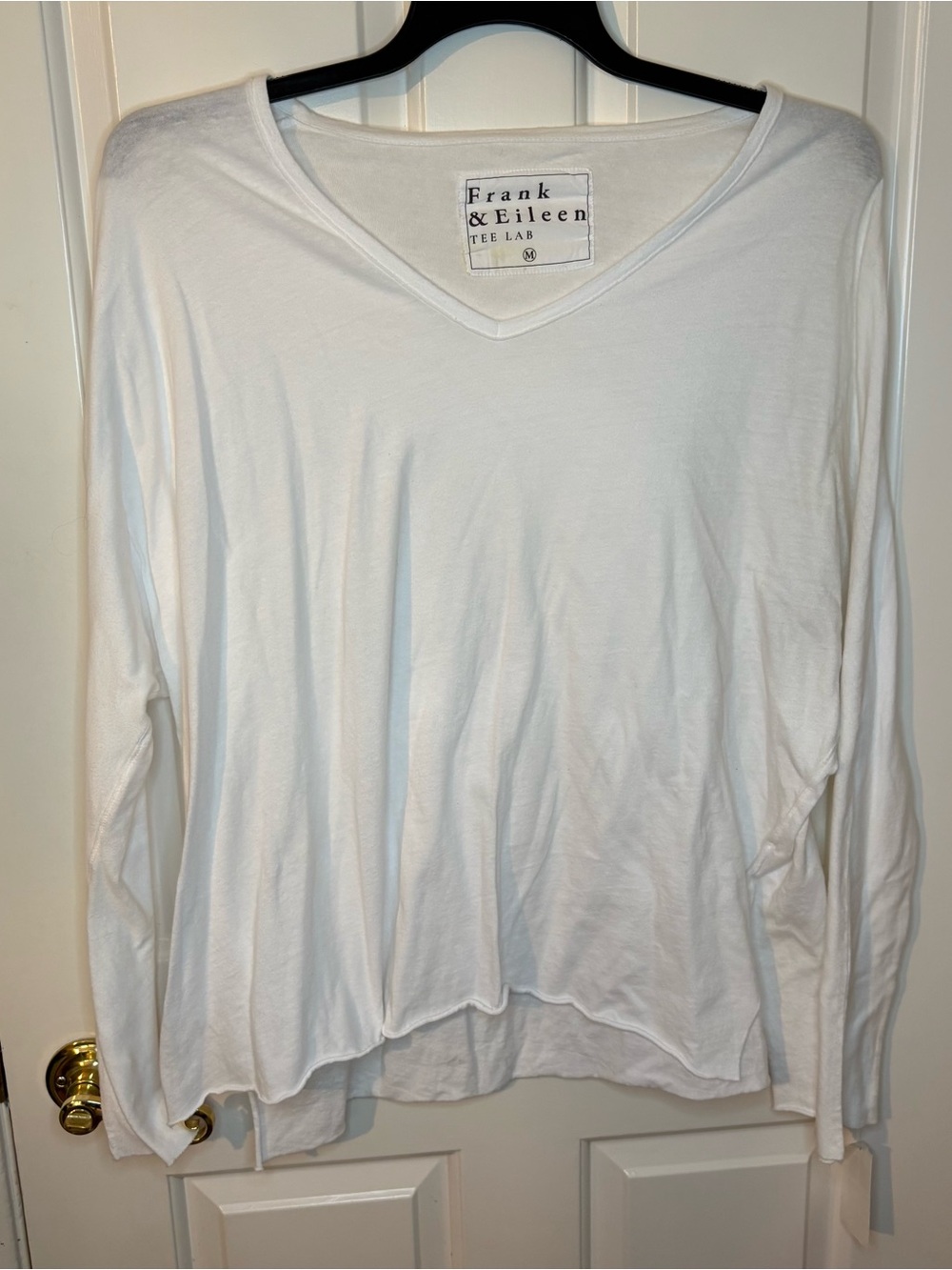 Frank & Eileen White Long Sleeve V-Neck Tee